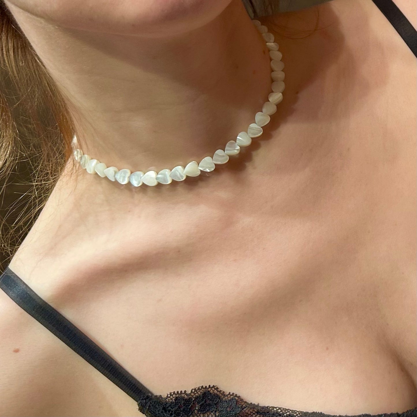 Vėrinys iš natūralaus perlamutro "Hearts mini"