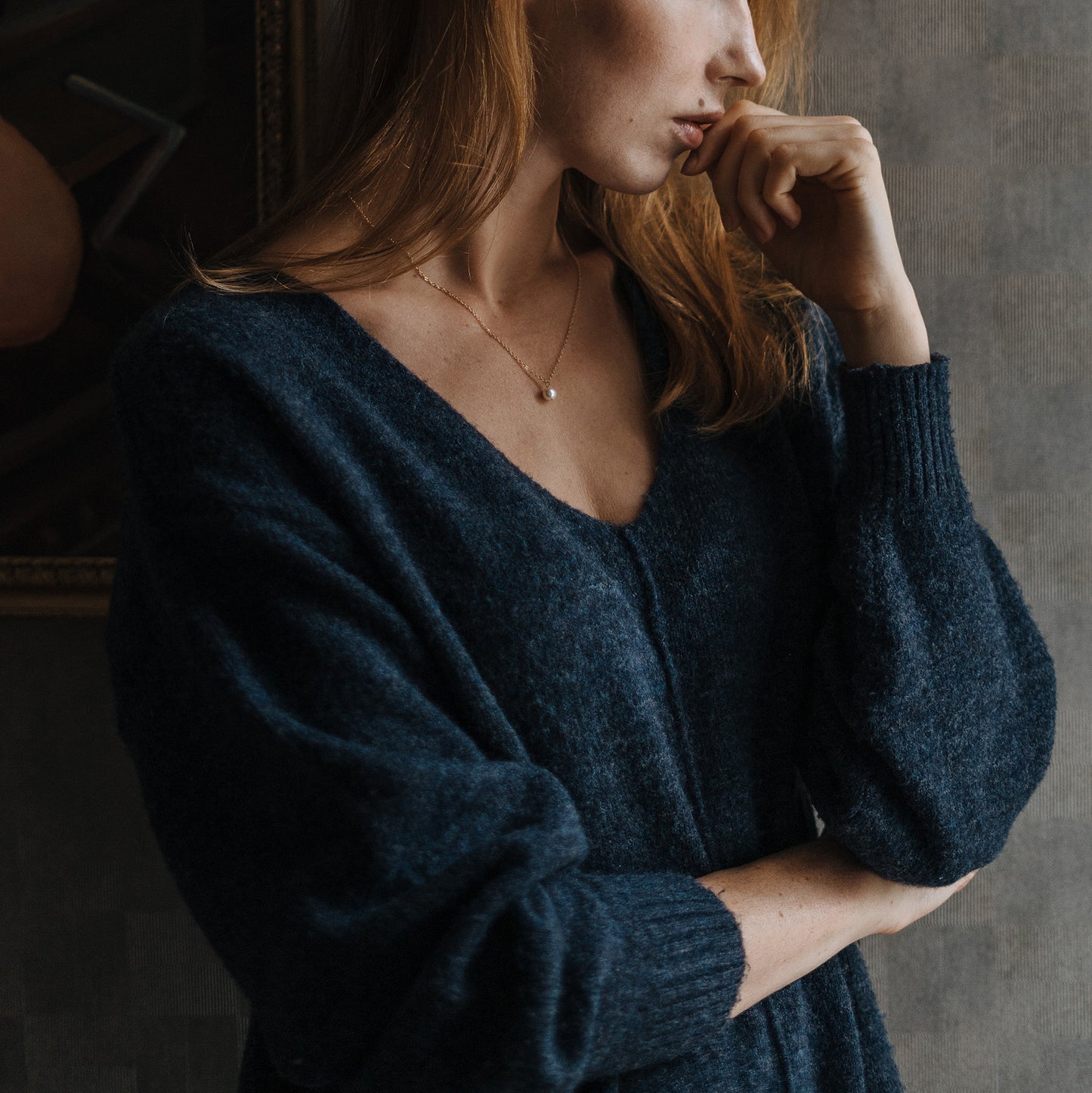 Paauksuota grandinėlė su natūraliu perlu, 6mm