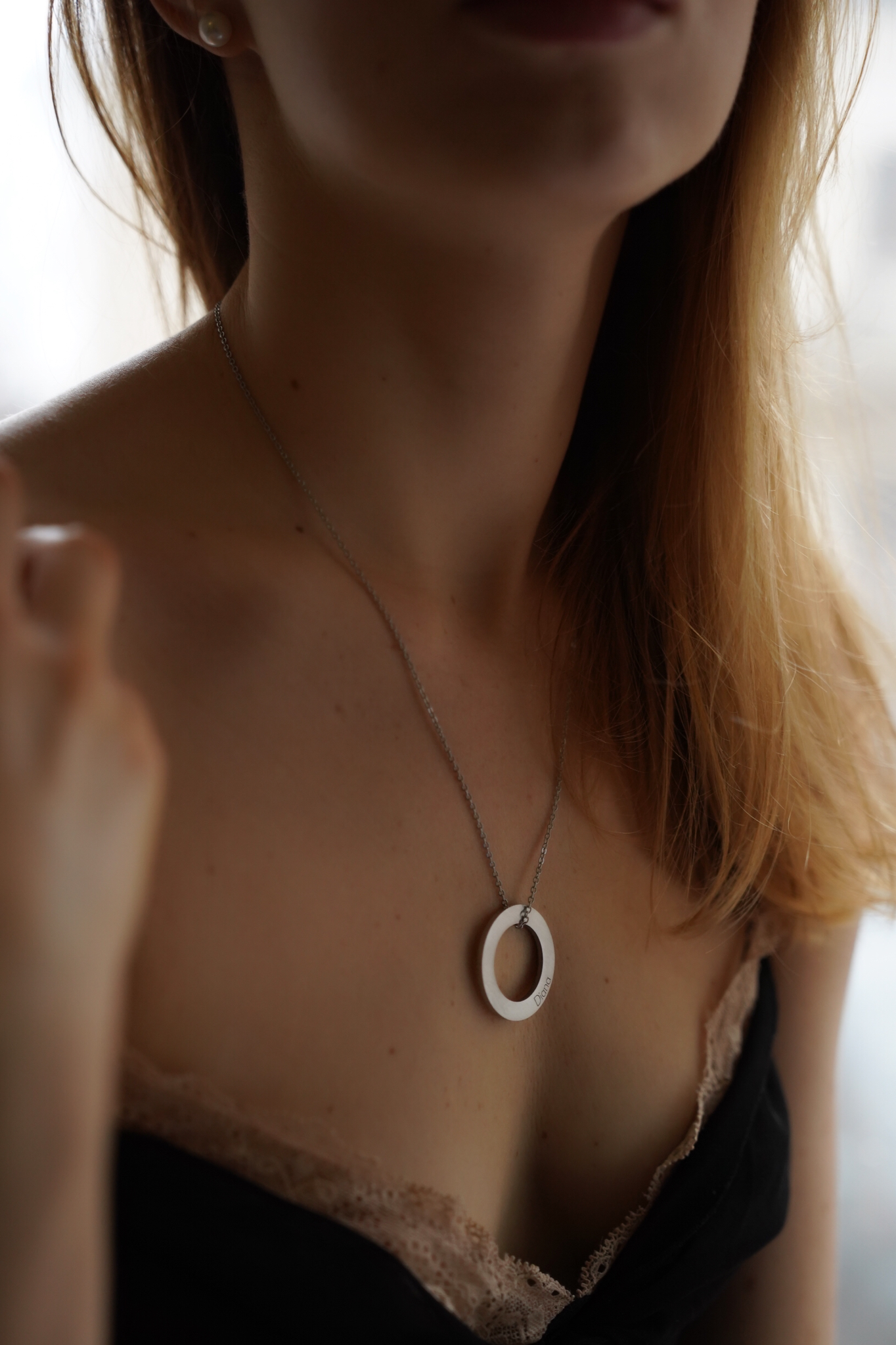 Silver plated pendant with Your engraved text