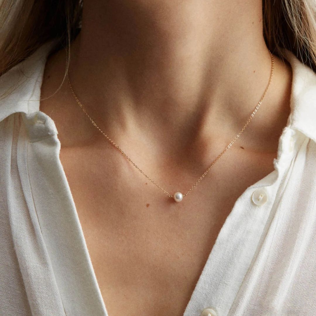 Kullatud kaelakee pärliga, 6mm