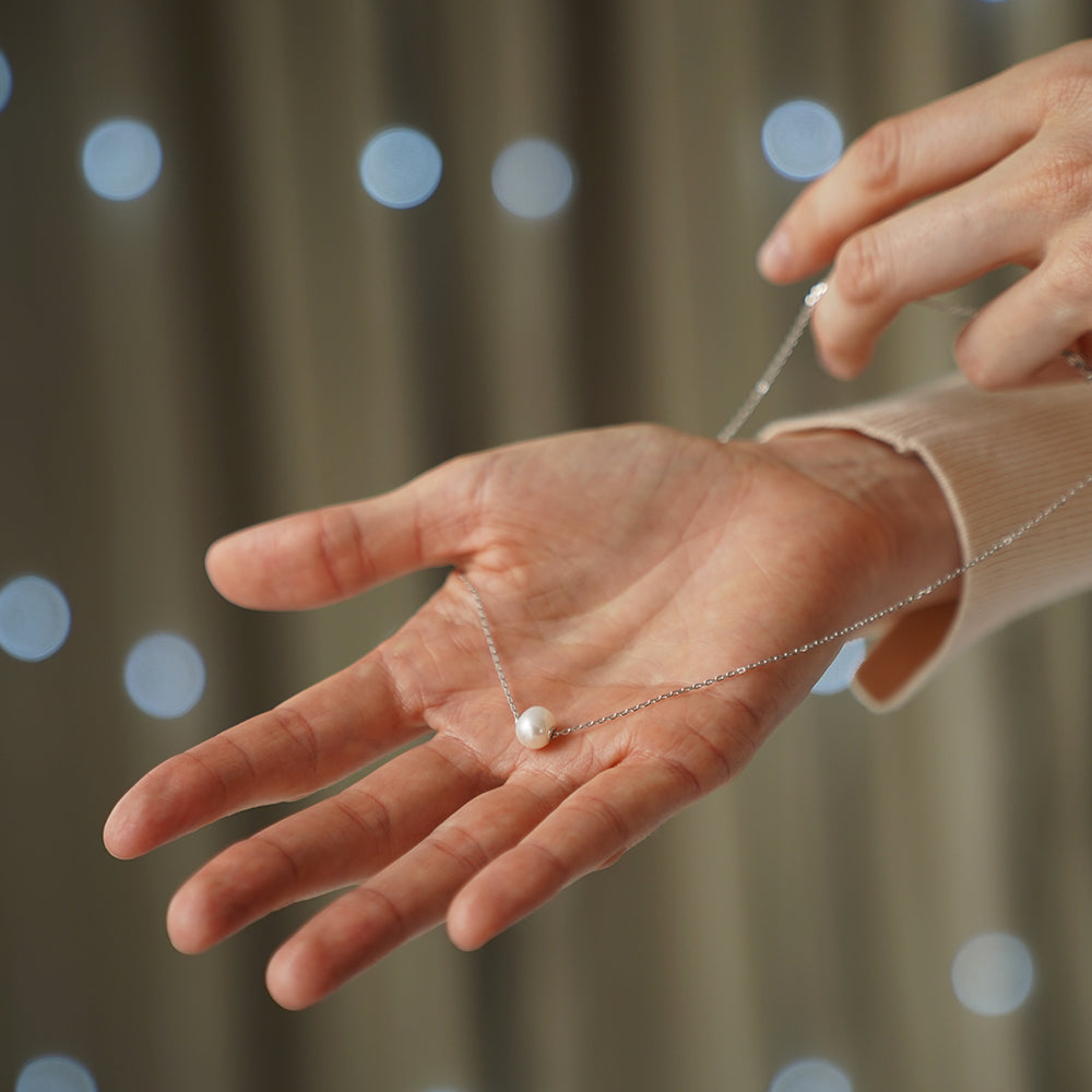 Sidabrinė grandinėlė 925 su natūraliu perlu