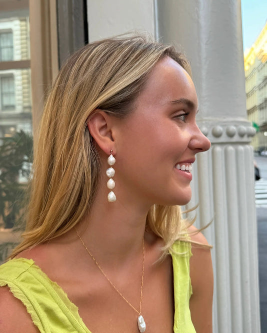 925 prabos sidabriniai auskarai su natūraliais perlais "Long2"