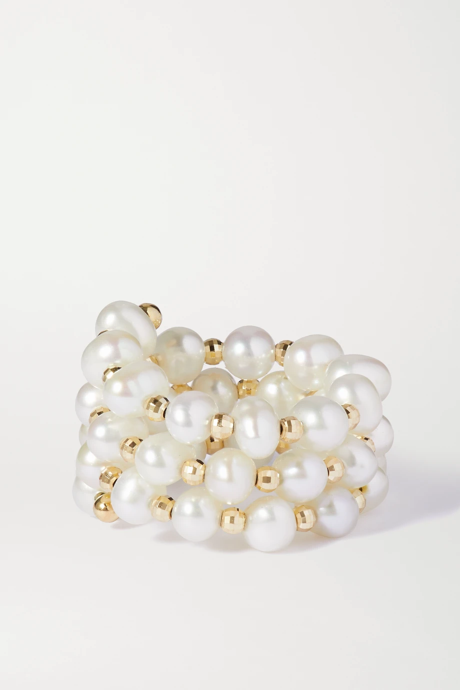 Natural pearl ring + gold plated details