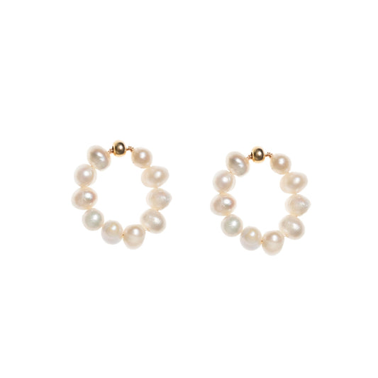 Paauksuoti auskarai su natūraliais perlais