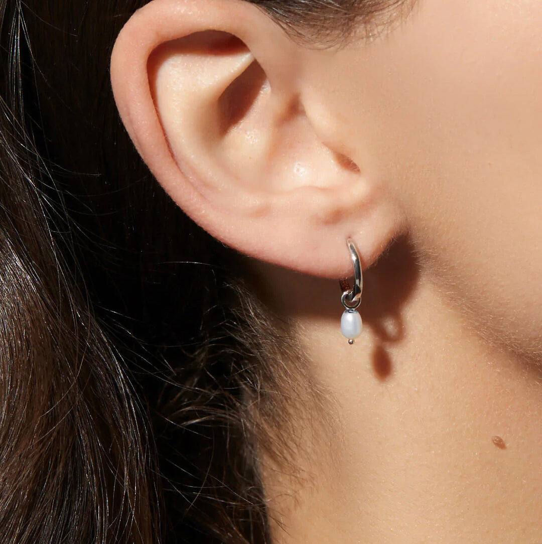 Sidabruoti auskarai su natūraliais perlais "2 in 1"