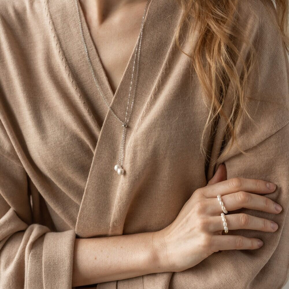 Dabīgo pērļu gredzenu komplekts