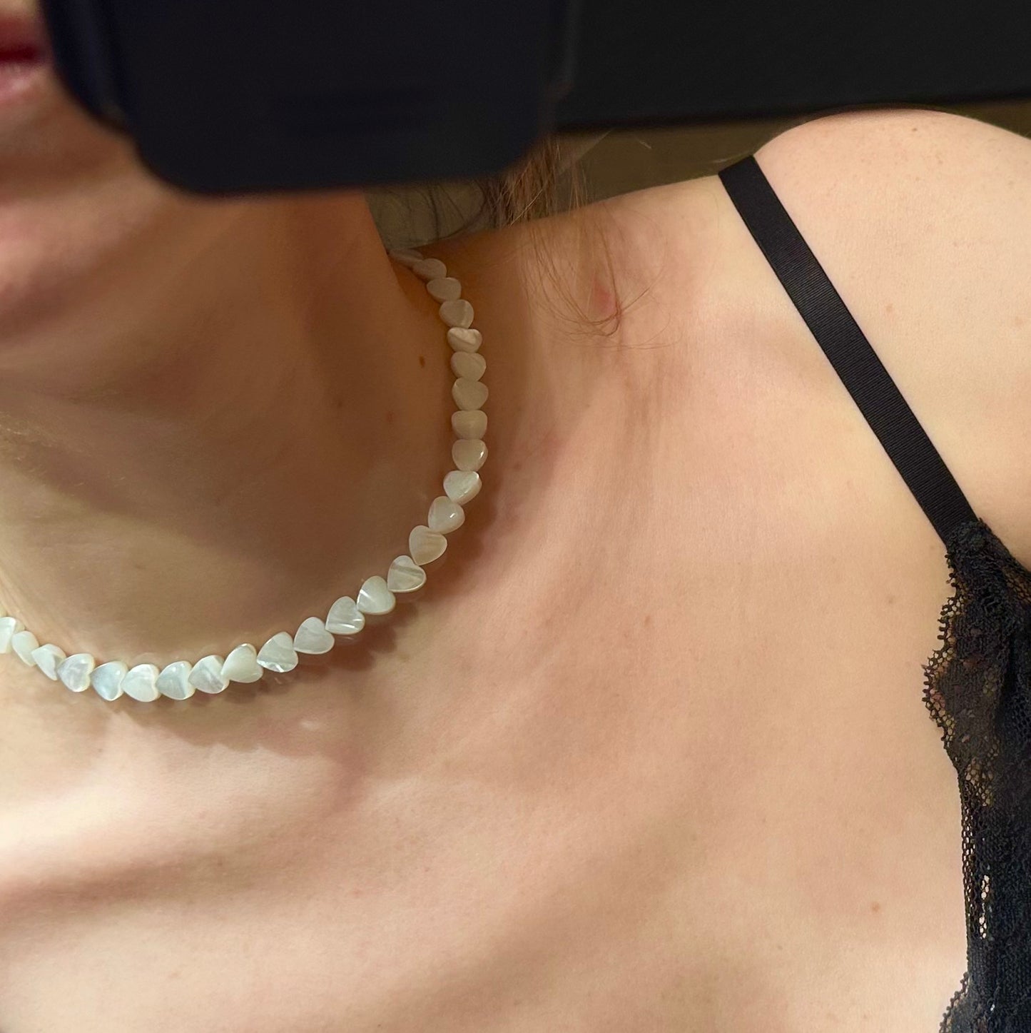 Vėrinys iš natūralaus perlamutro "Hearts mini"