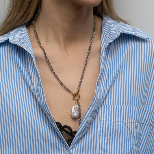 Kaklo papuošalas su masyviu perlu "Stylish"