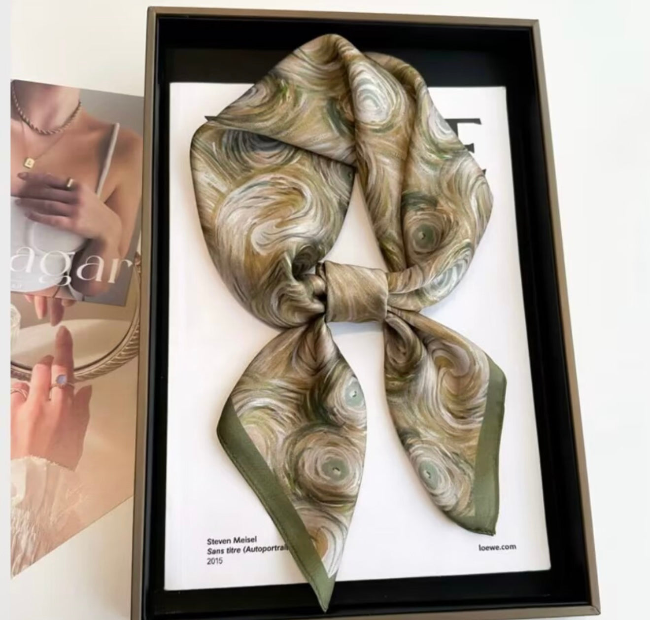100% silk scarf "Greenish"