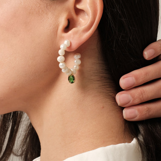 Paauksuoti auskarai su natūraliais perlais "Josephina"