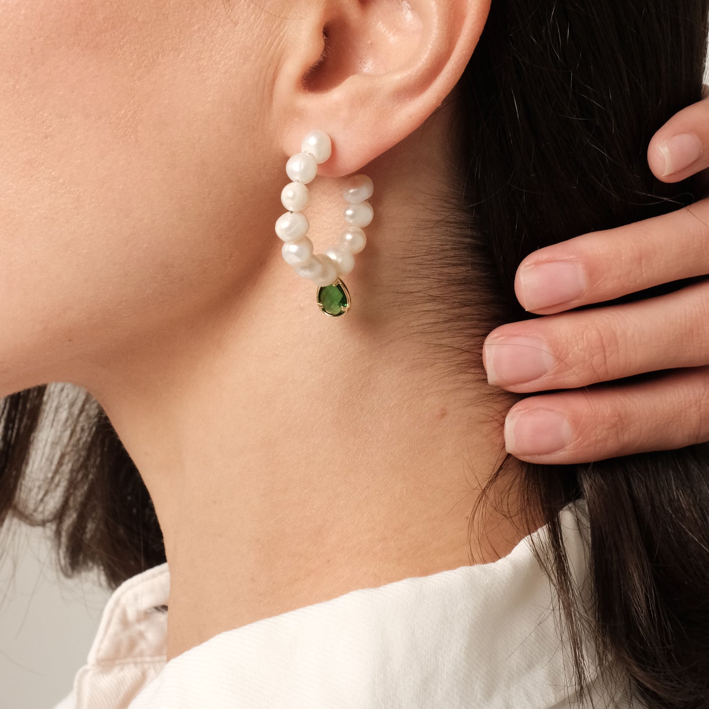 Paauksuoti auskarai su natūraliais perlais "Josephina"