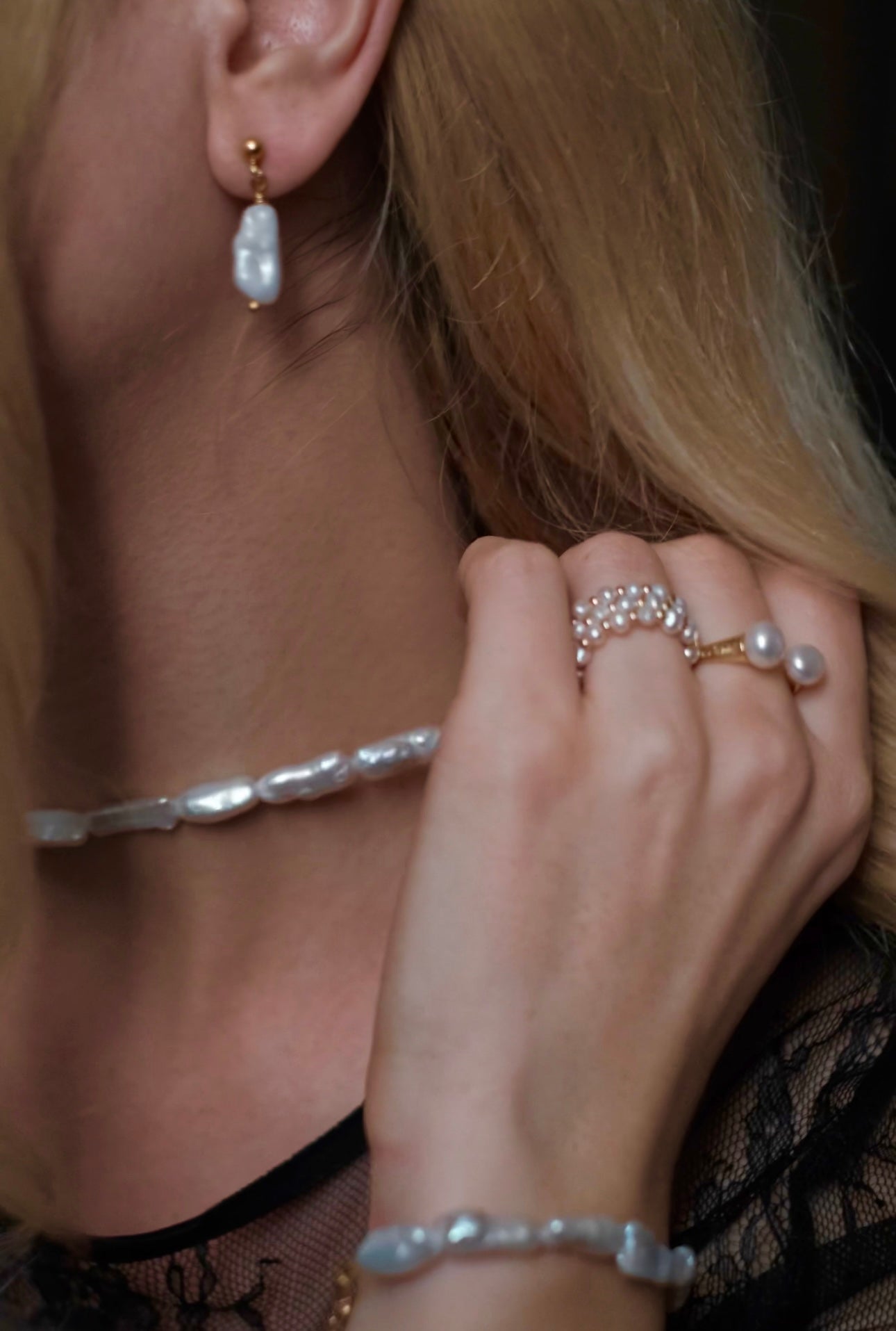 Pärliga kaunid hõbekõrvarõngad "Karine"