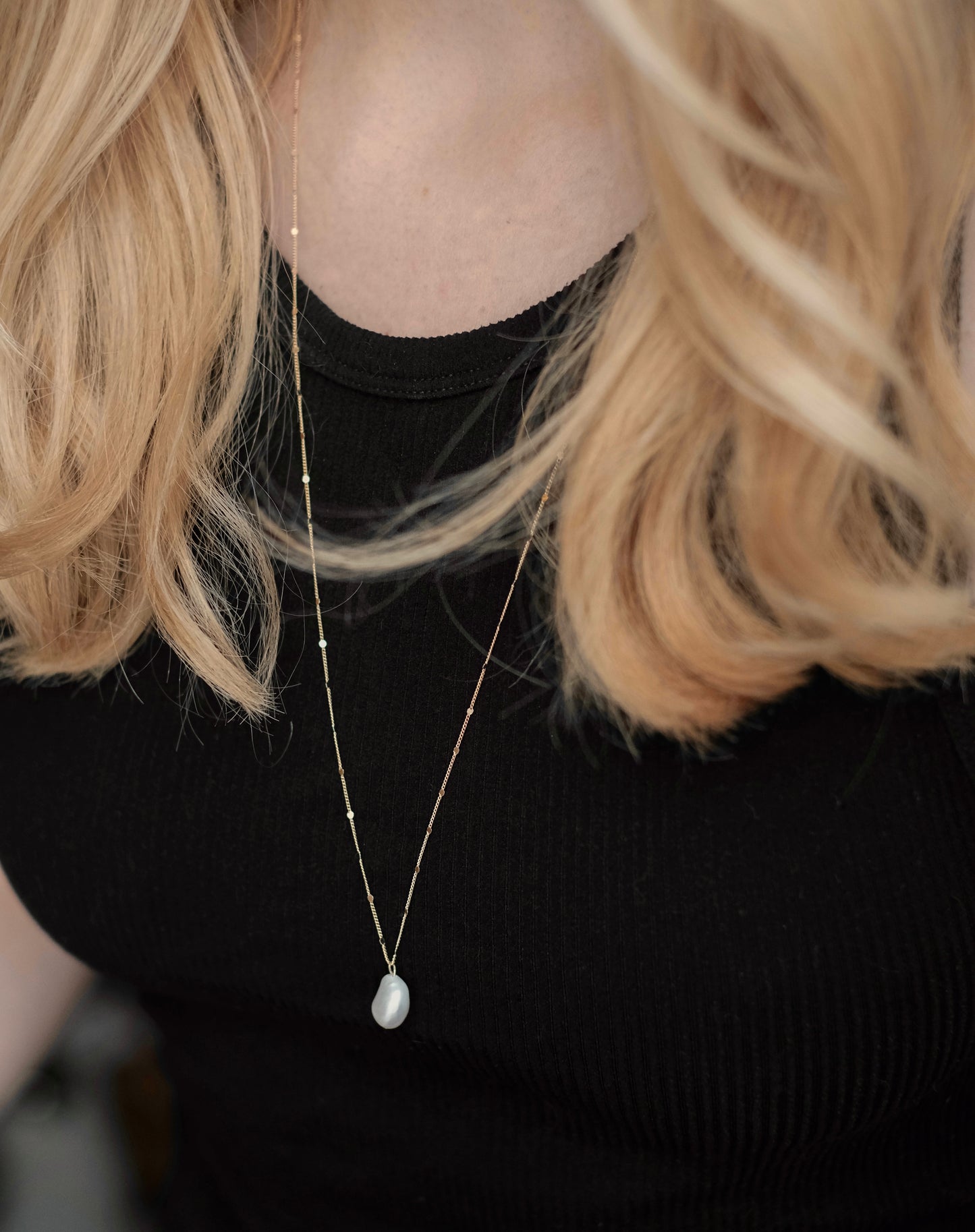 Necklace with natural pearl, 70cm