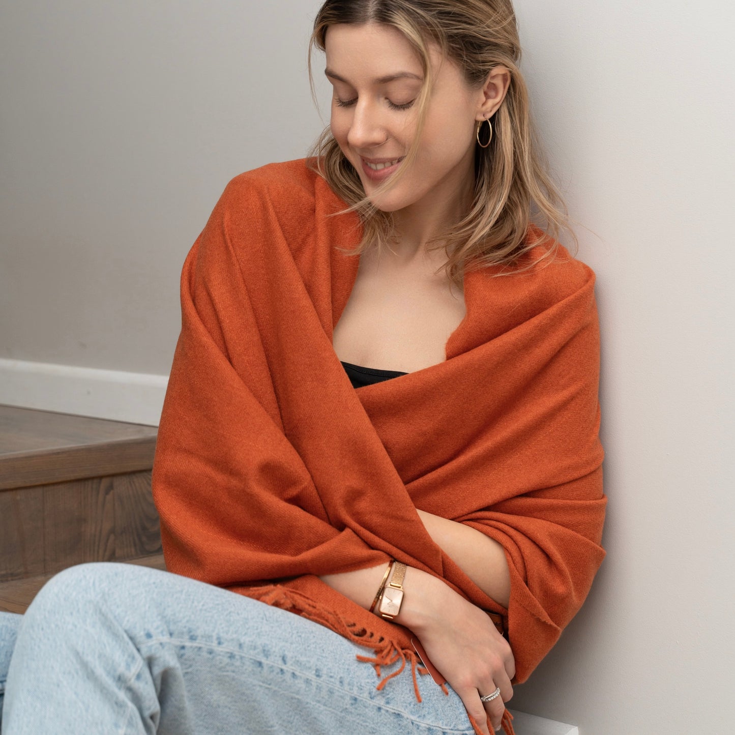 Kašmira šalle #Orange/red