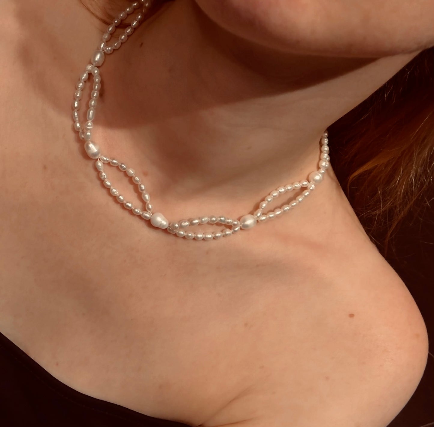 Natural pearl necklace "Bow"