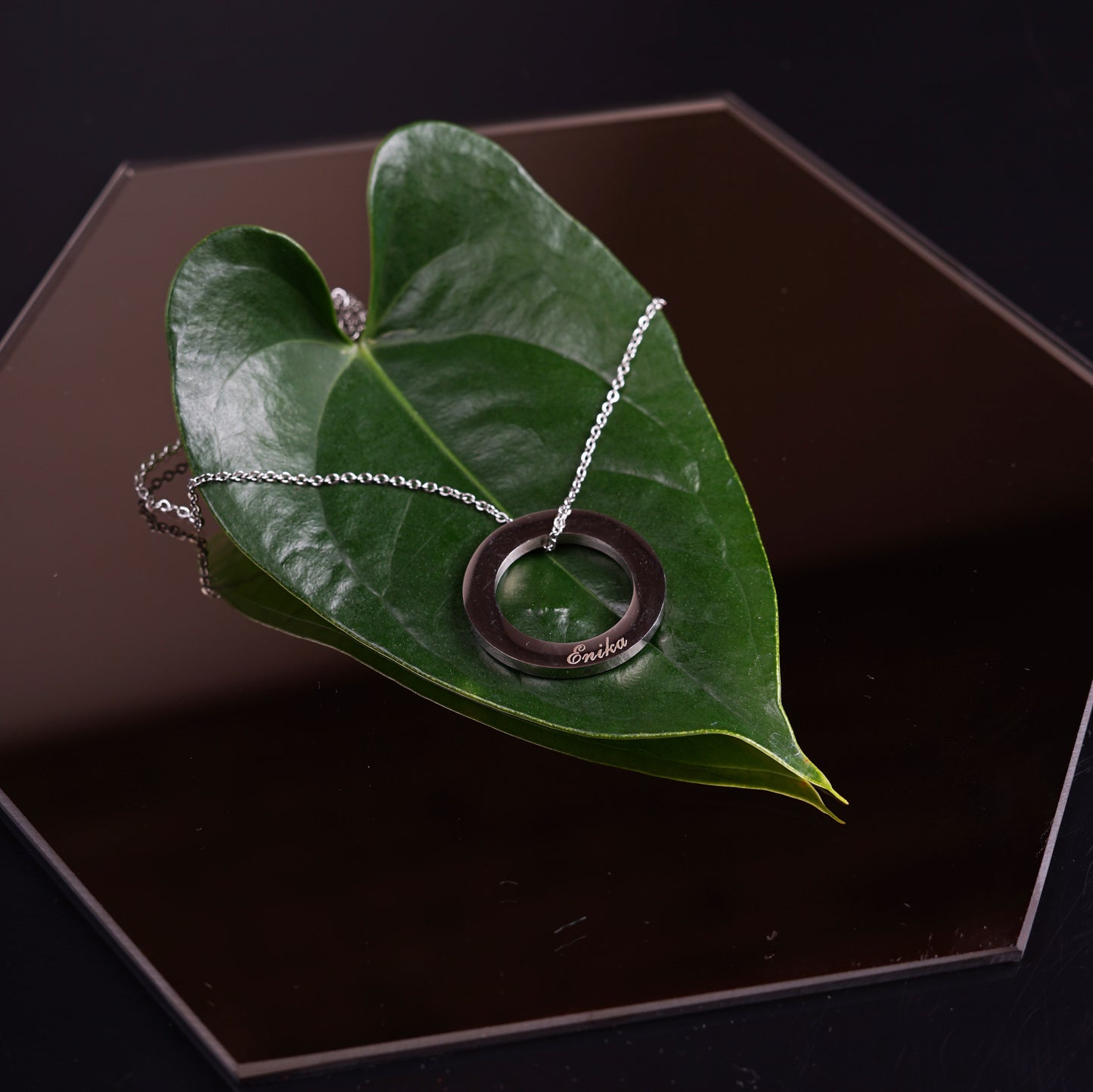 Silver plated pendant with Your engraved text