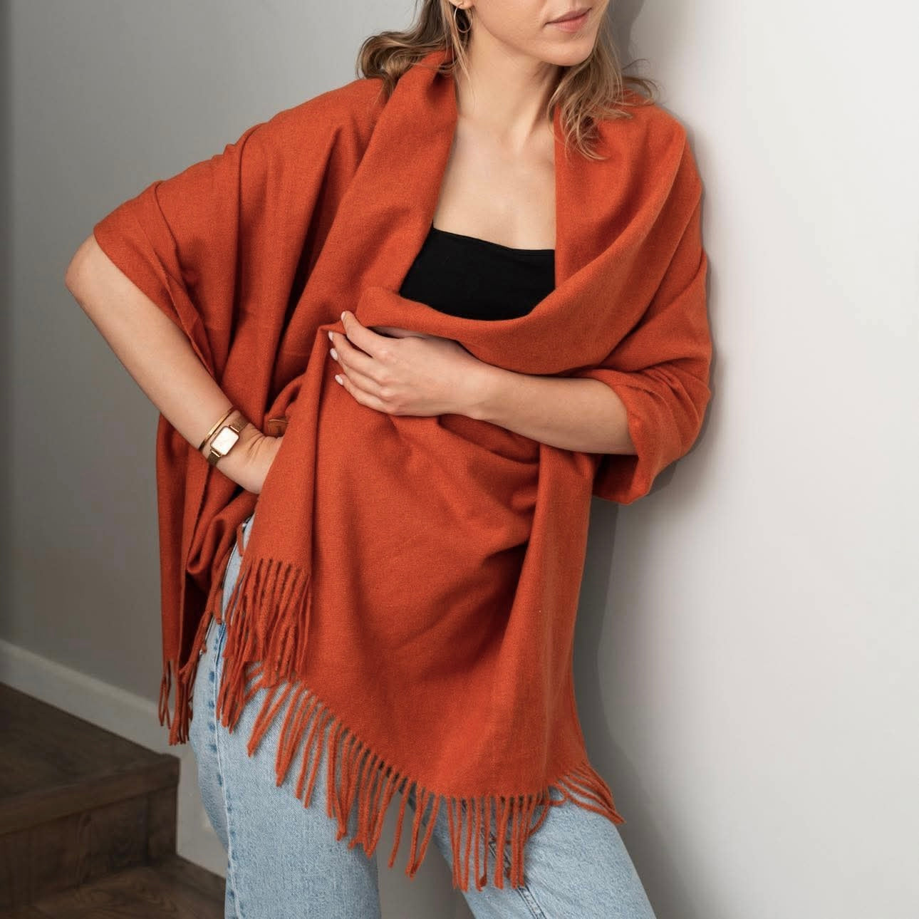 Cashmere scarf #Orange/red