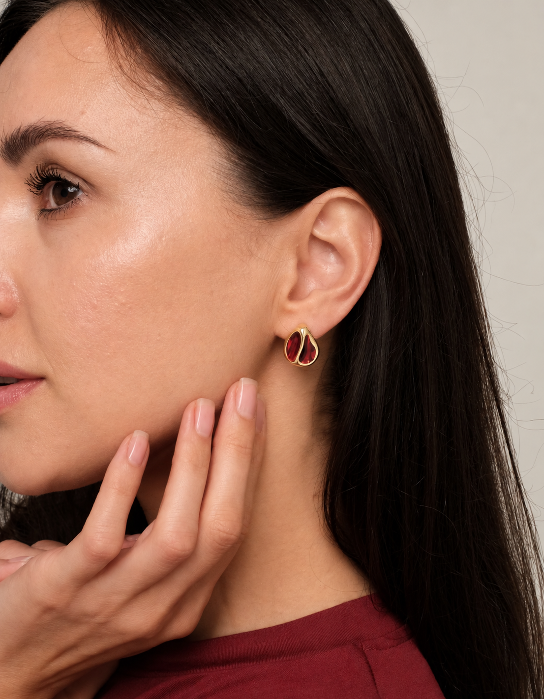 Earrings "Red drop"
