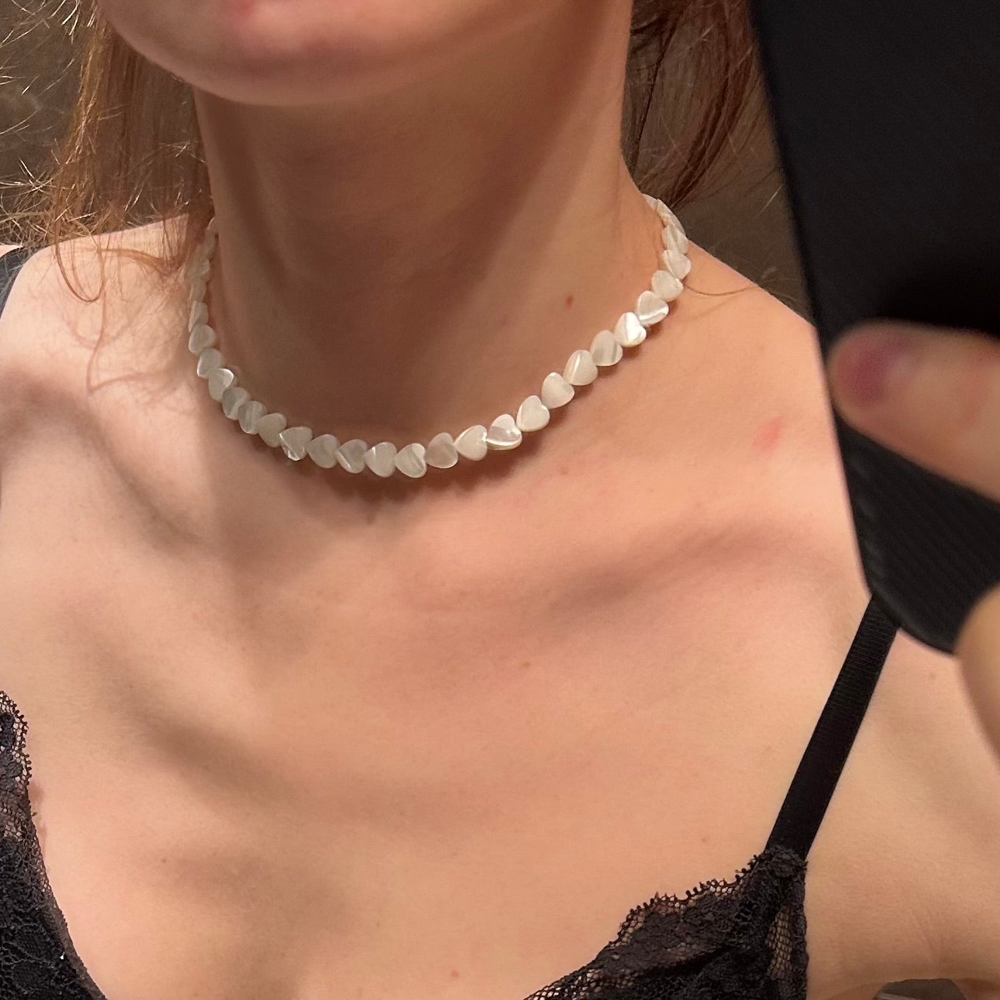 Vėrinys iš natūralaus perlamutro "Hearts mini"