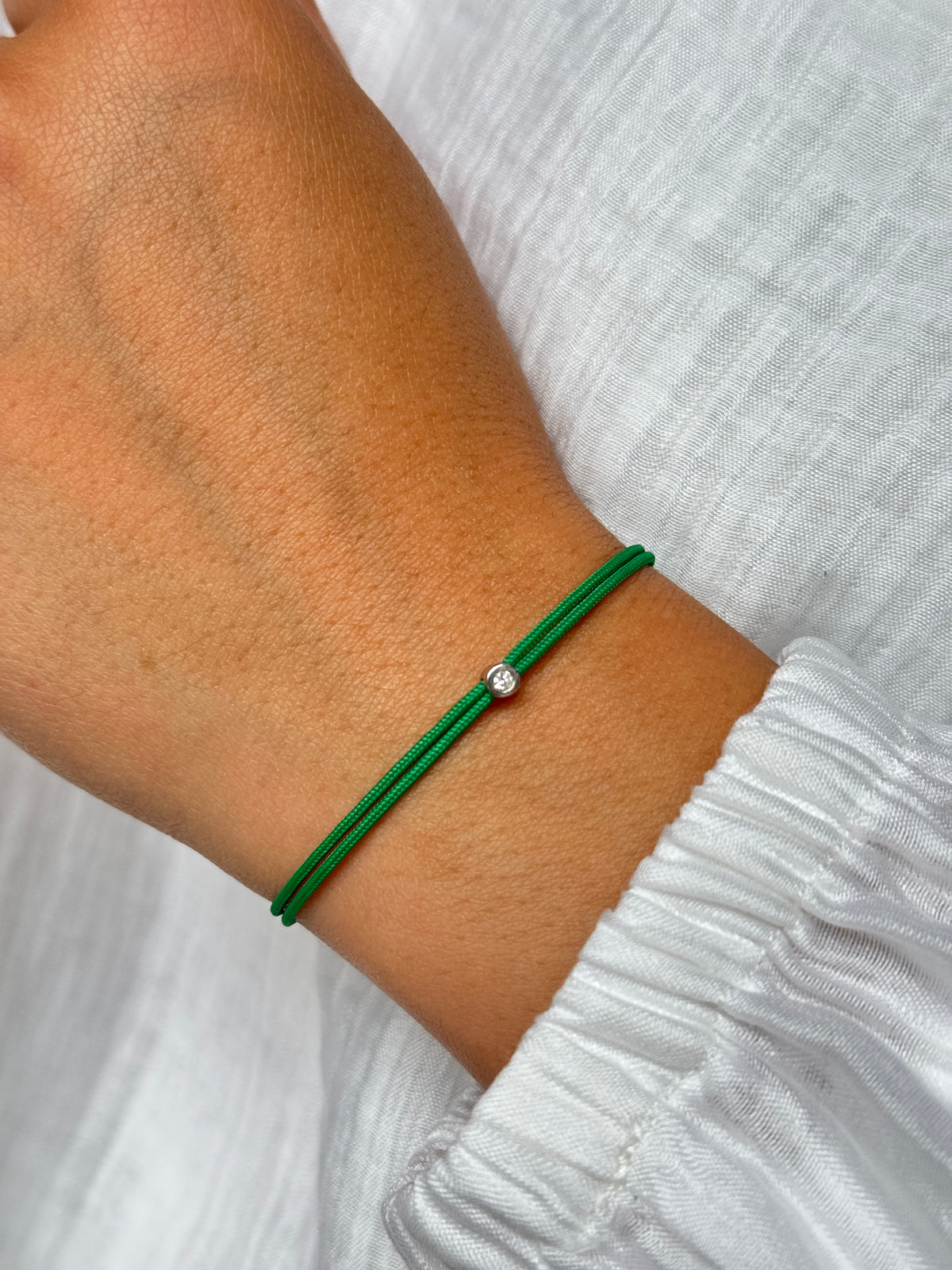 Siūlo apyrankė su deimantu, 0.03ct, Green/silver