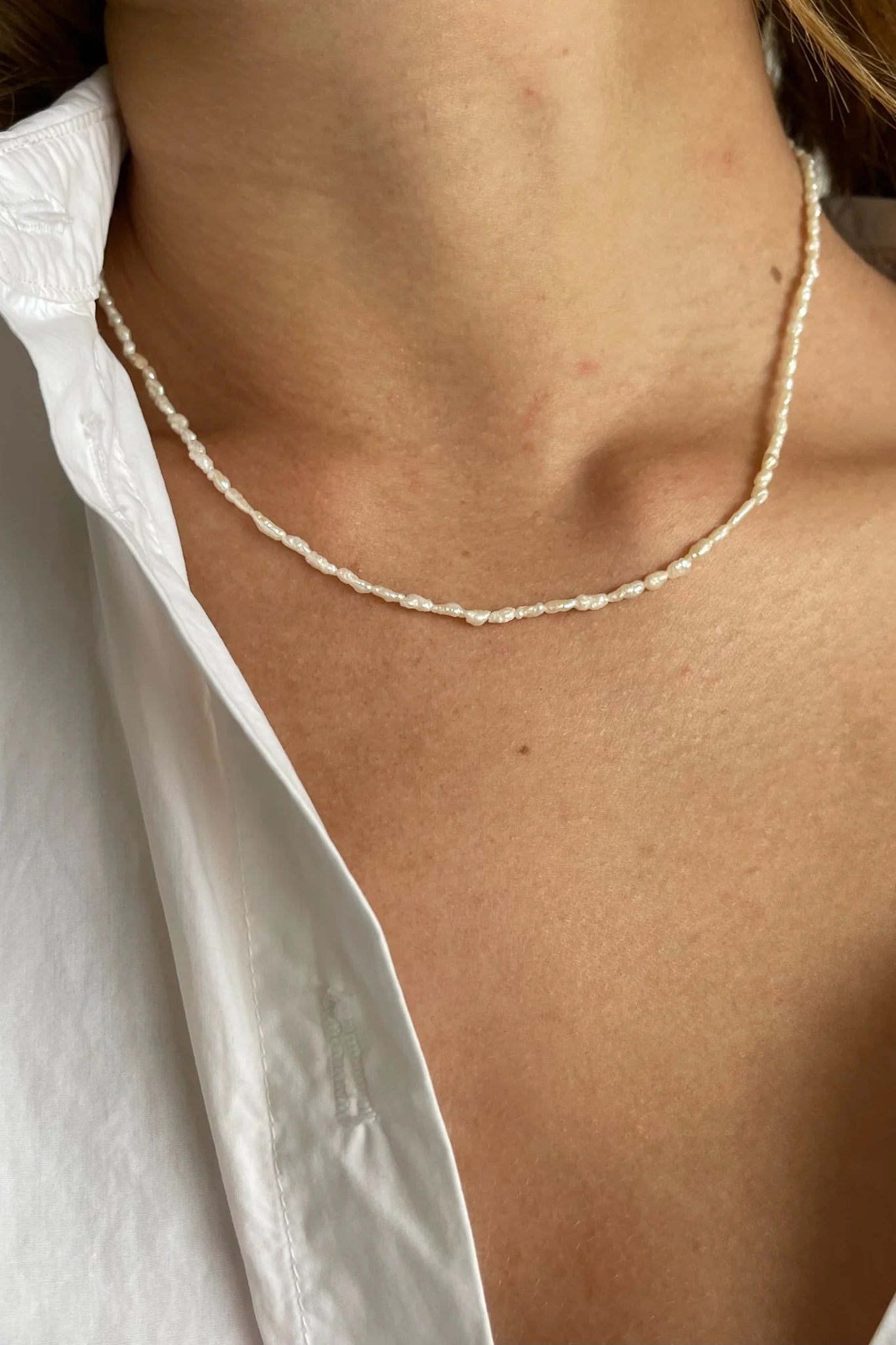 Irregular rice pearl necklace "Rice"