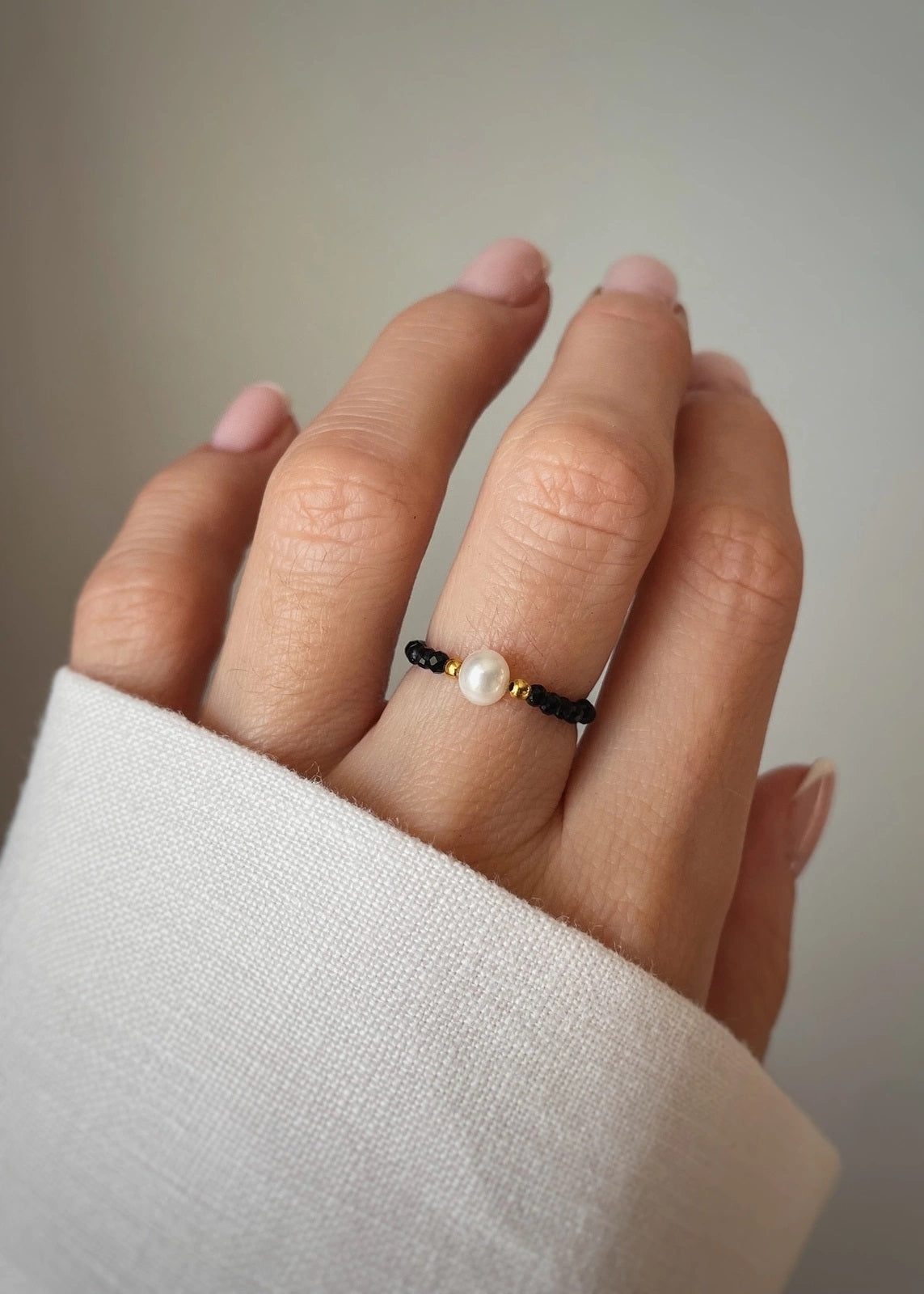 Agato žiedas + perlas