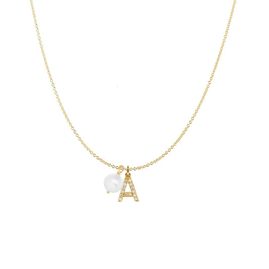 Gold plated chain with your letter and pearl