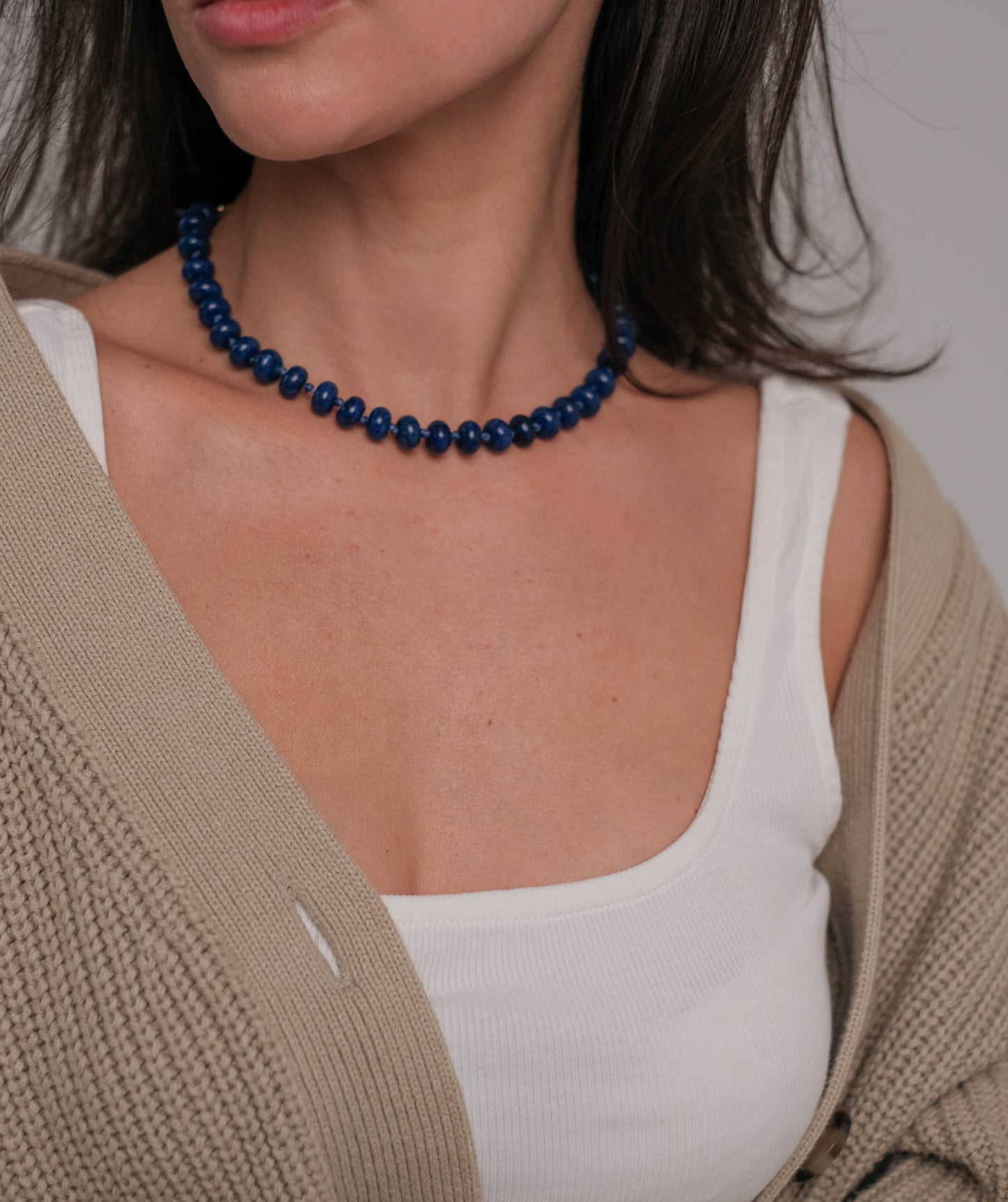 Blue stone bead necklace