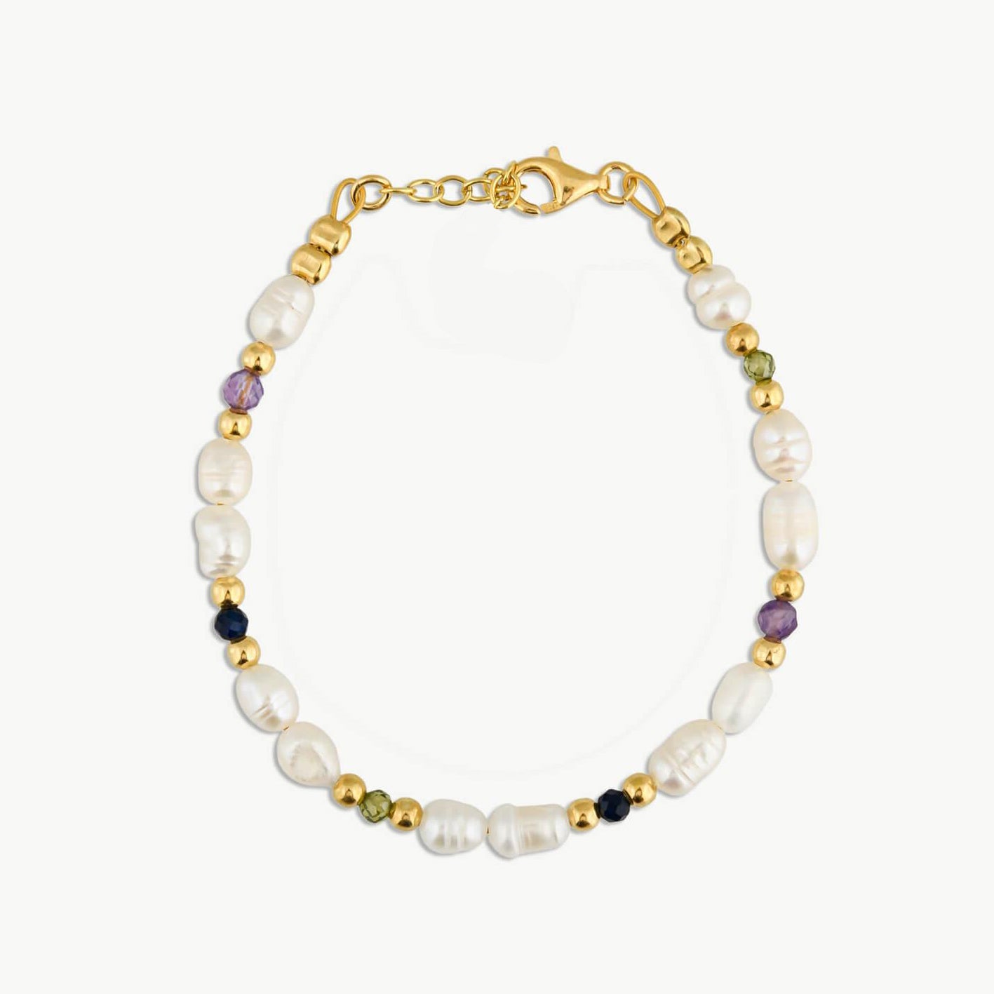 Natural gemstone and pearl bracelet "Lucy"