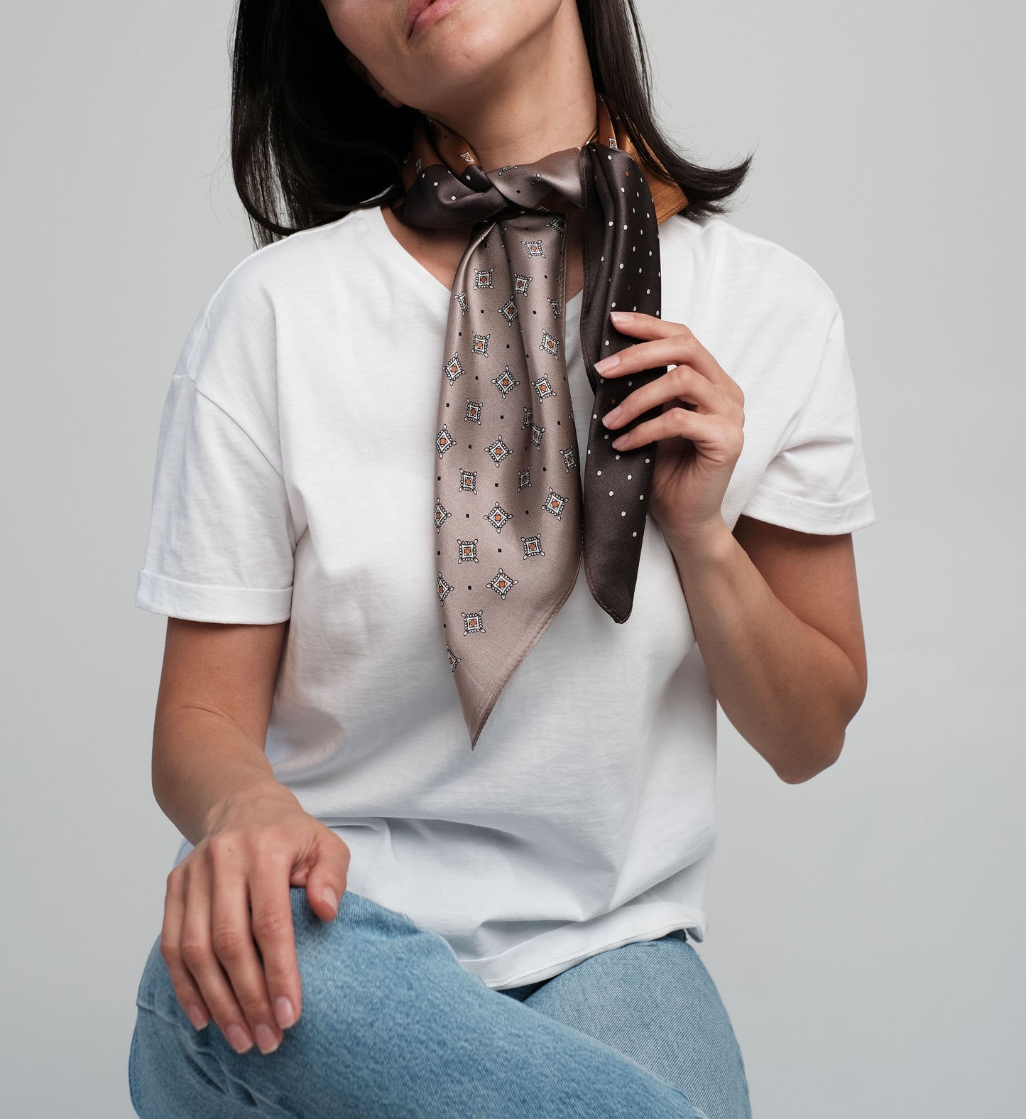 100% silk scarf "Brown"