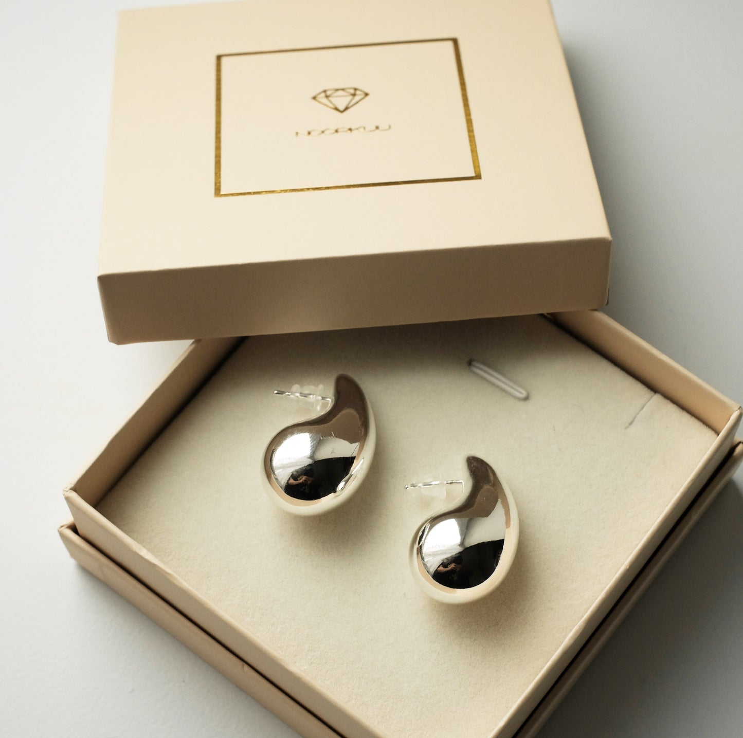 Auskarai "Bold drops silver"