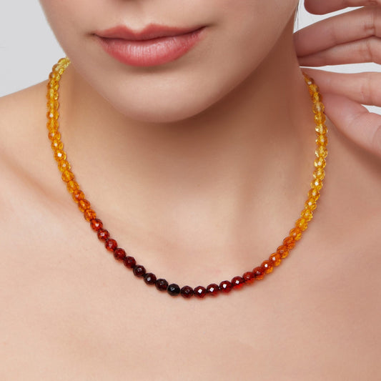 Natural amber necklace "Dolce faceted"