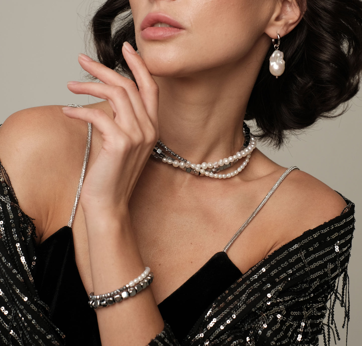 Silver plated earrings with natural baroque pearls