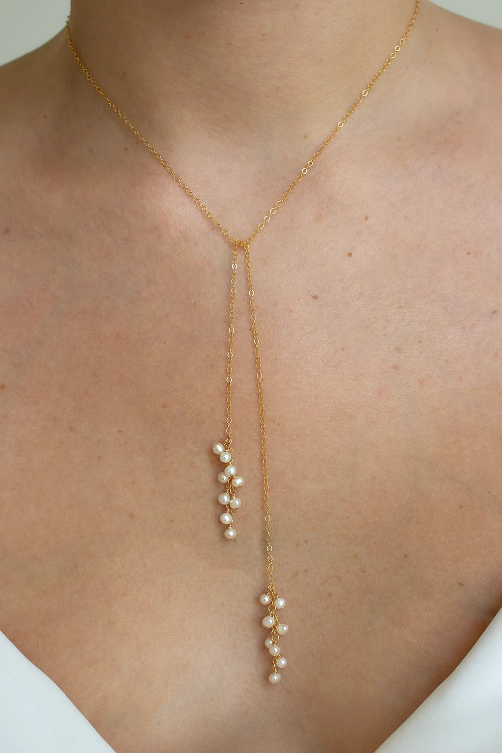 Gold plated necklace with natural pearls "Lully"