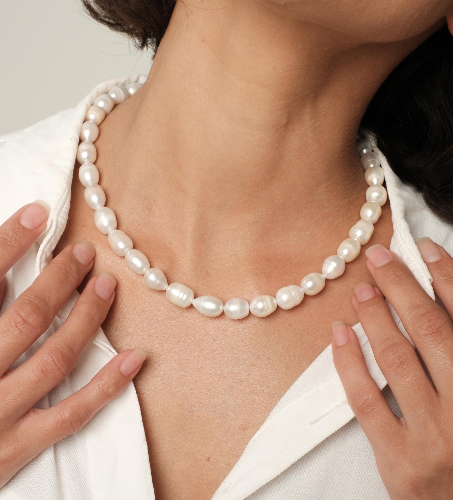 Natural "Multi" pearl necklace, 9-10mm