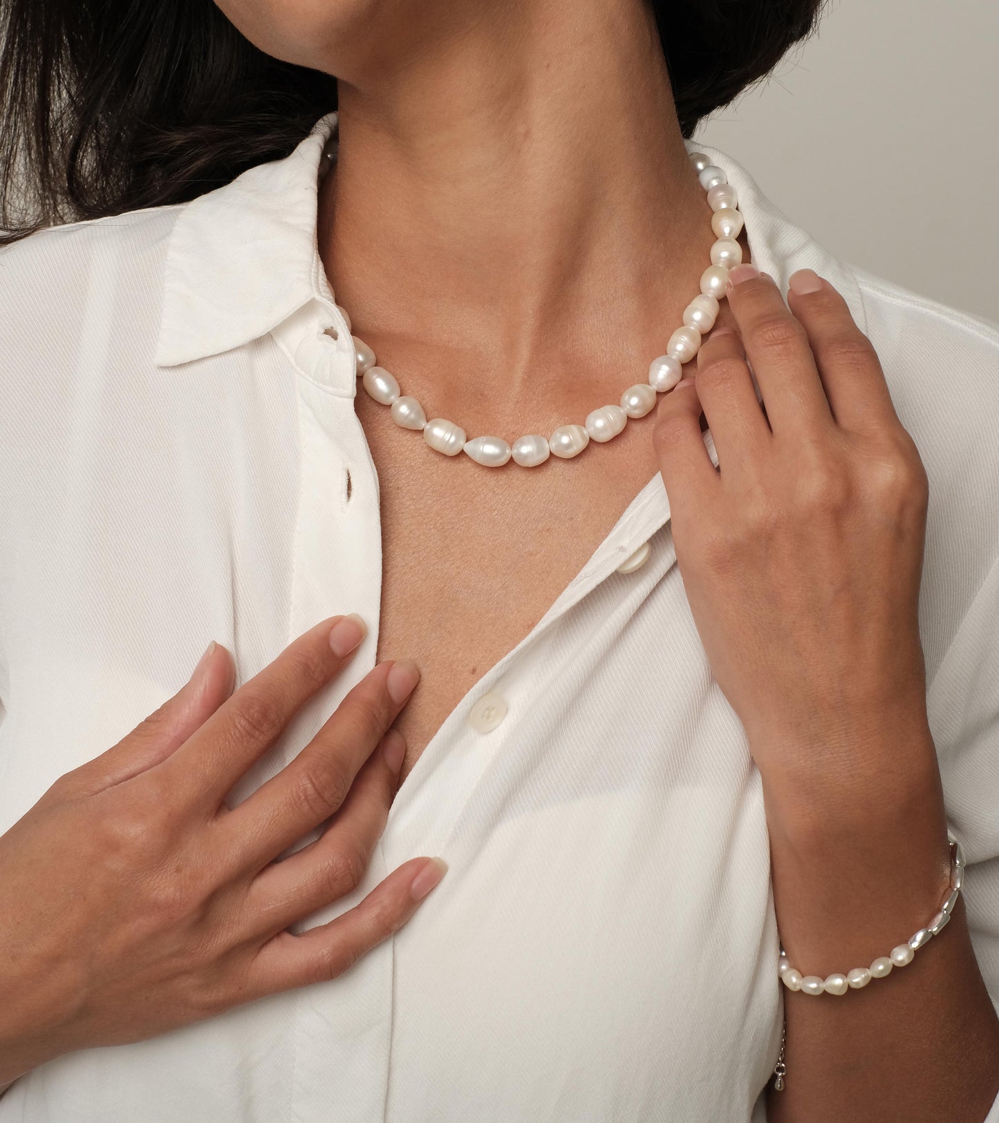 Natural "Multi" pearl necklace, 9-10mm