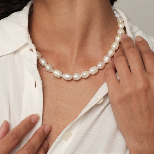 Natūralių skirtingų perlų vėrinys, 9-10mm