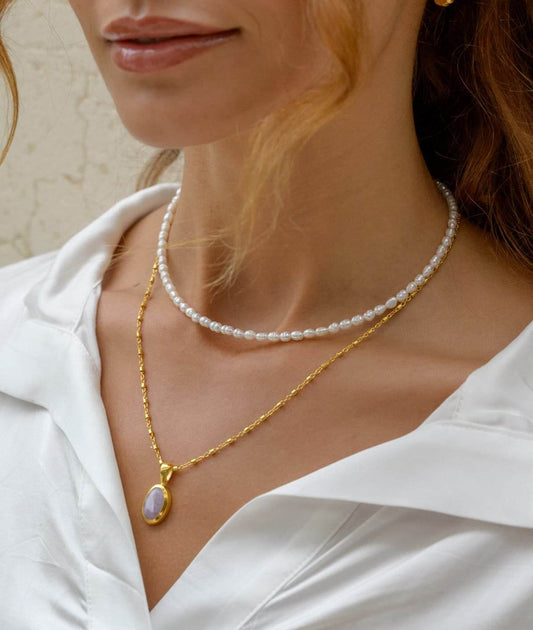 Natūralių perlų vėrinys "Maria",  3-4mm