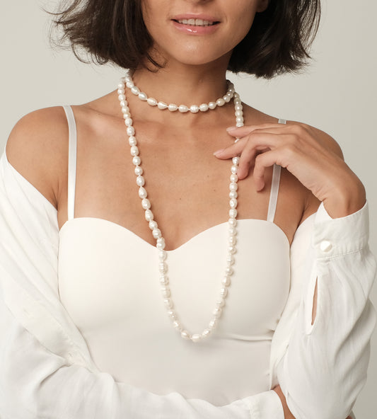 Long natural pearl necklace 130cm