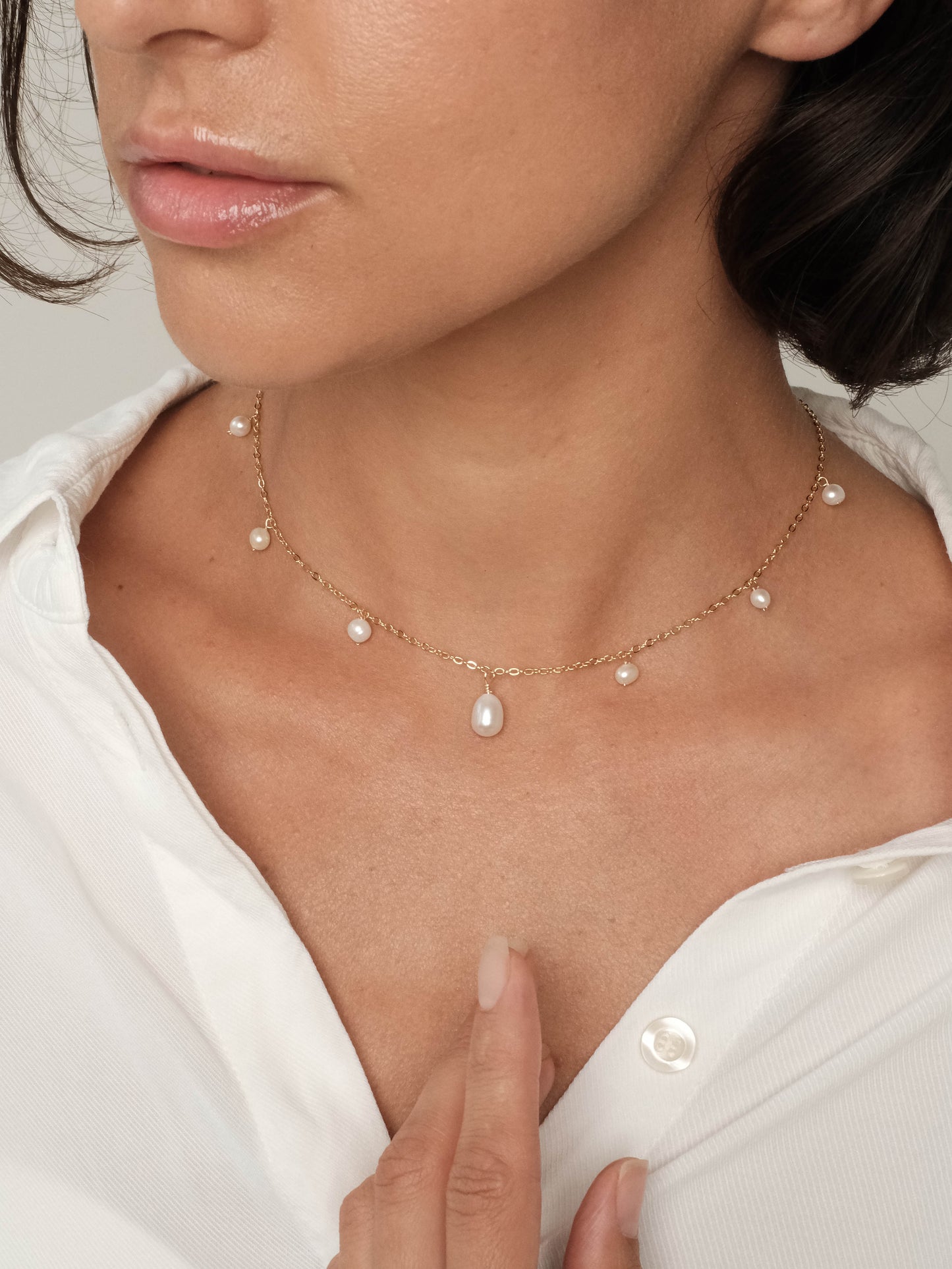 Gold plated necklace with natural pearls "Enni"