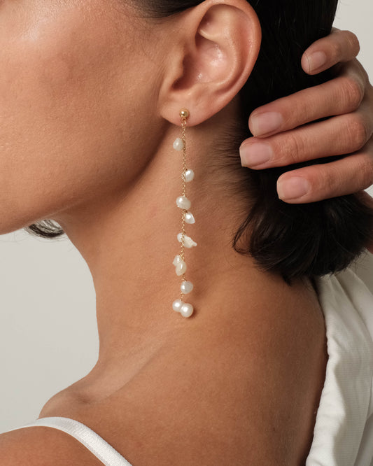 Gold plated earrings with natural baroque pearls "Enni"