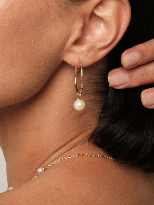 Gold plated earrings with natural pearls "Enni"