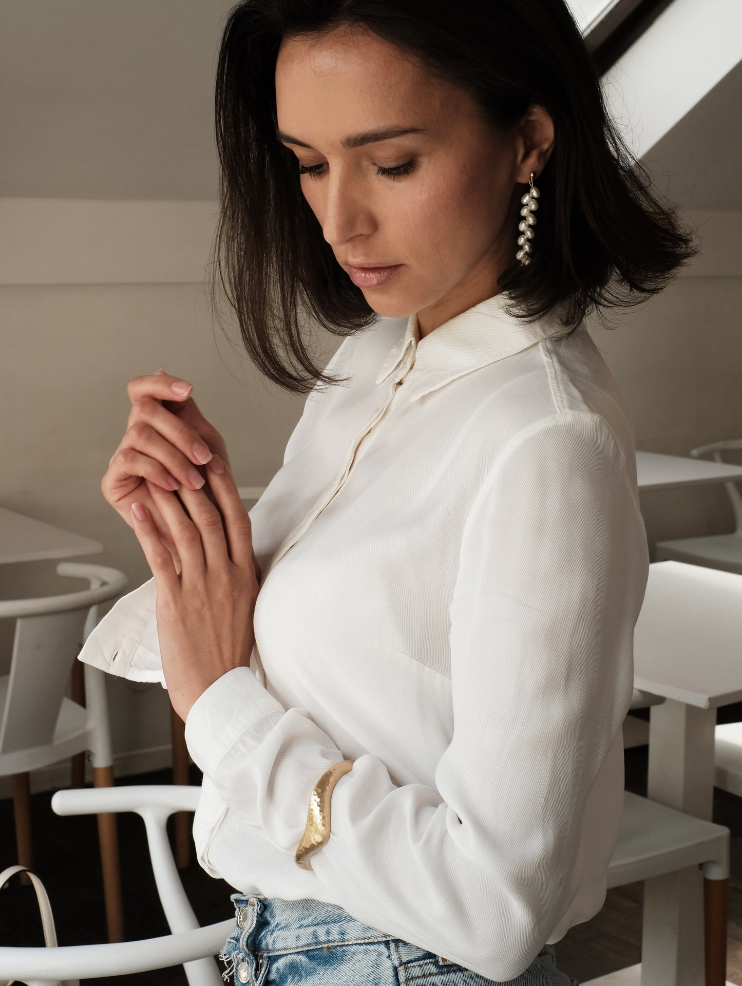 925 sterling silver earrings with natural pearls "Wedding"