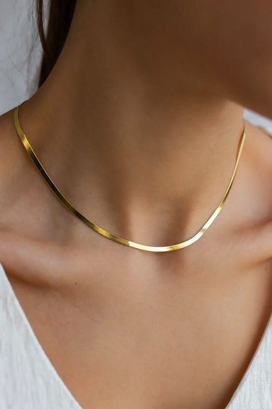 Sterling silver gold plated necklace "Flat snake 2mm"