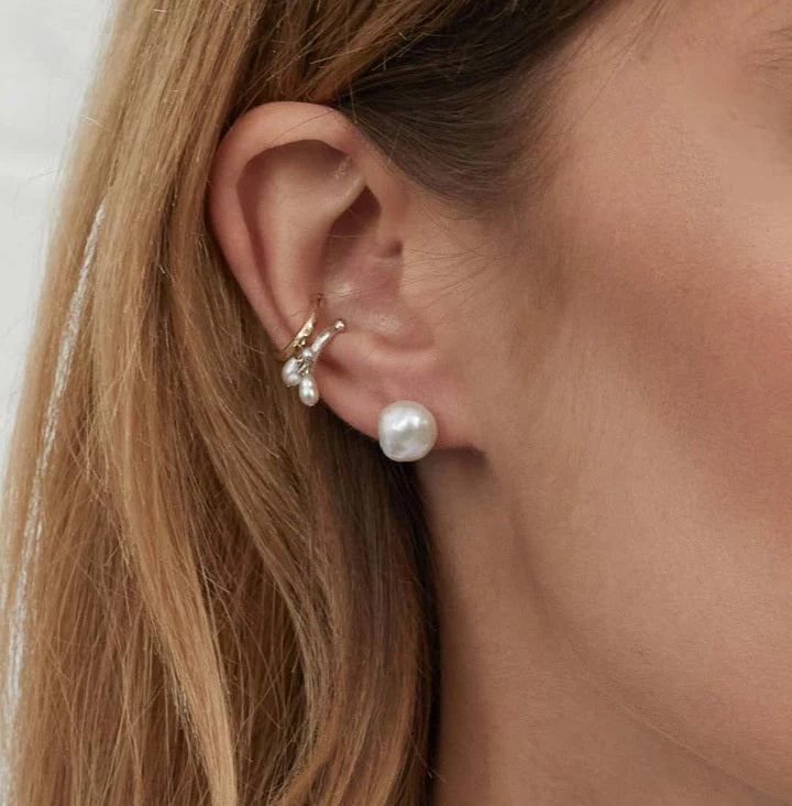 Paauksuoto sidabro auskarai su gėlavandeniais perlais