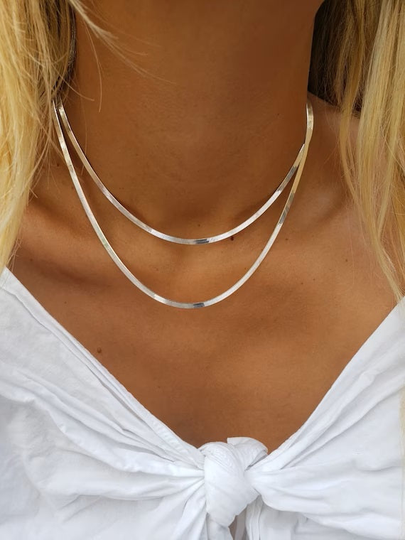 Sidabrinė grandinėlė "Flat snake"