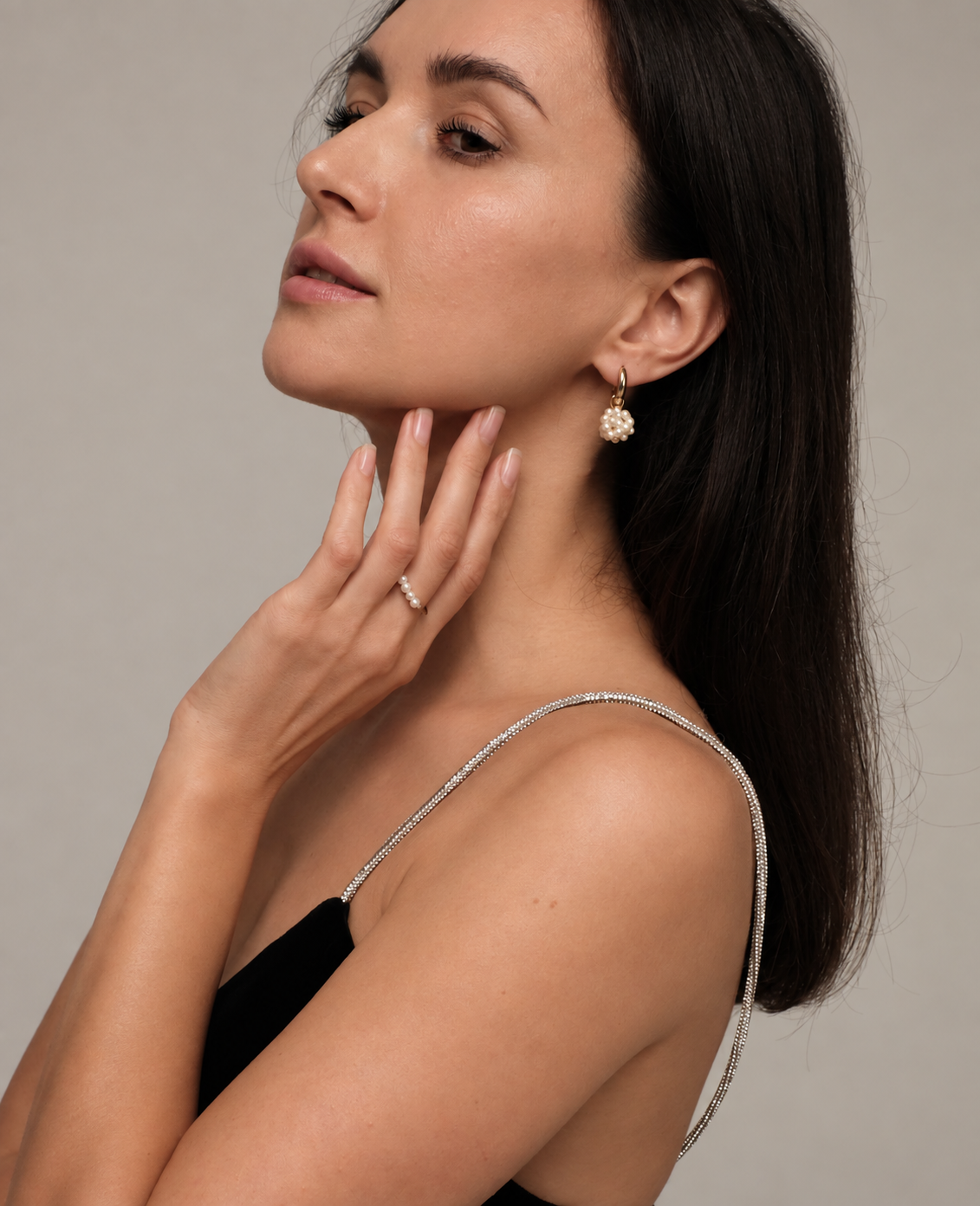 Gold plated earrings with natural pearls "Bloom"