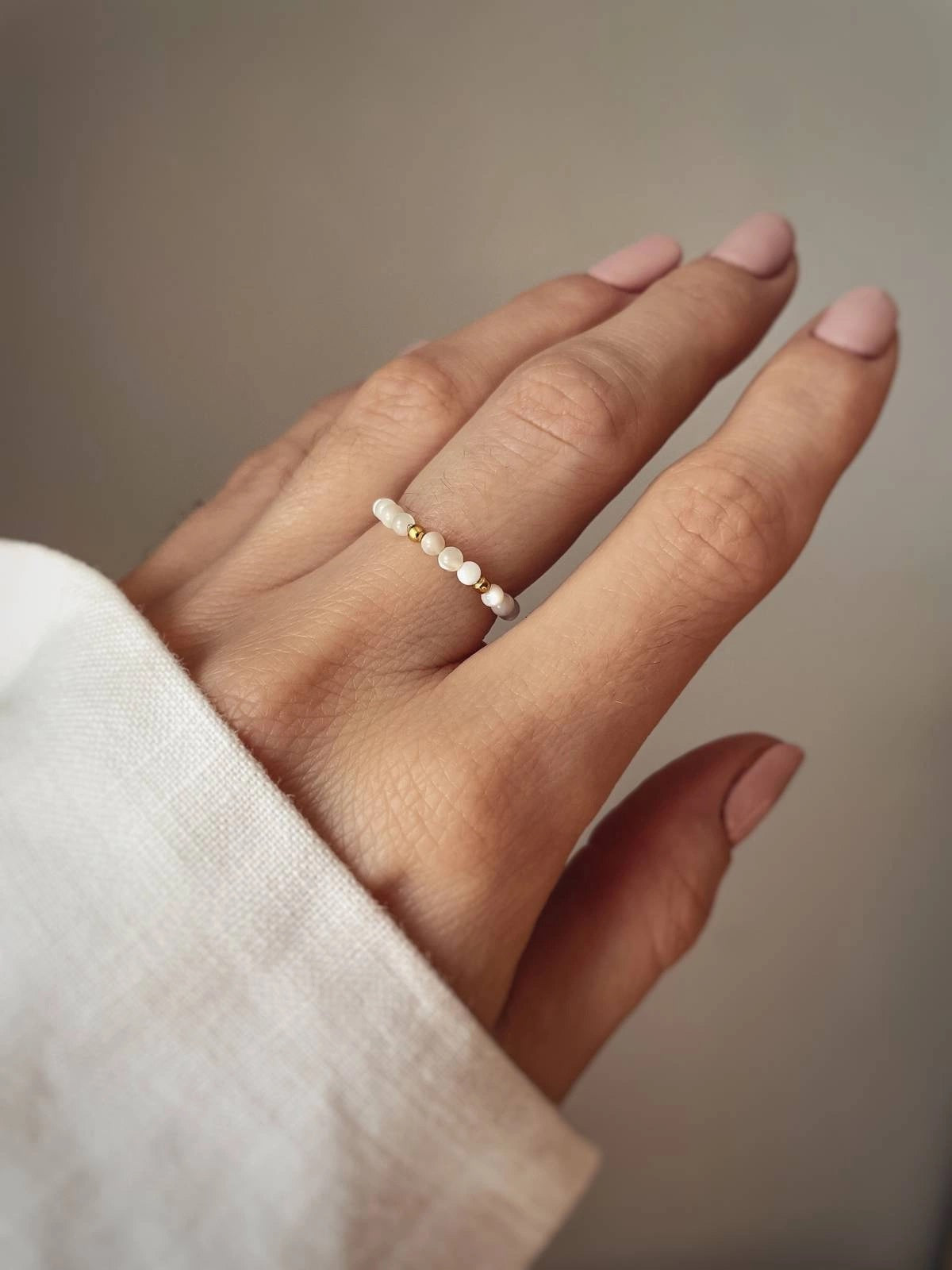 Pärlmutter sõrmus + hõbedane detail