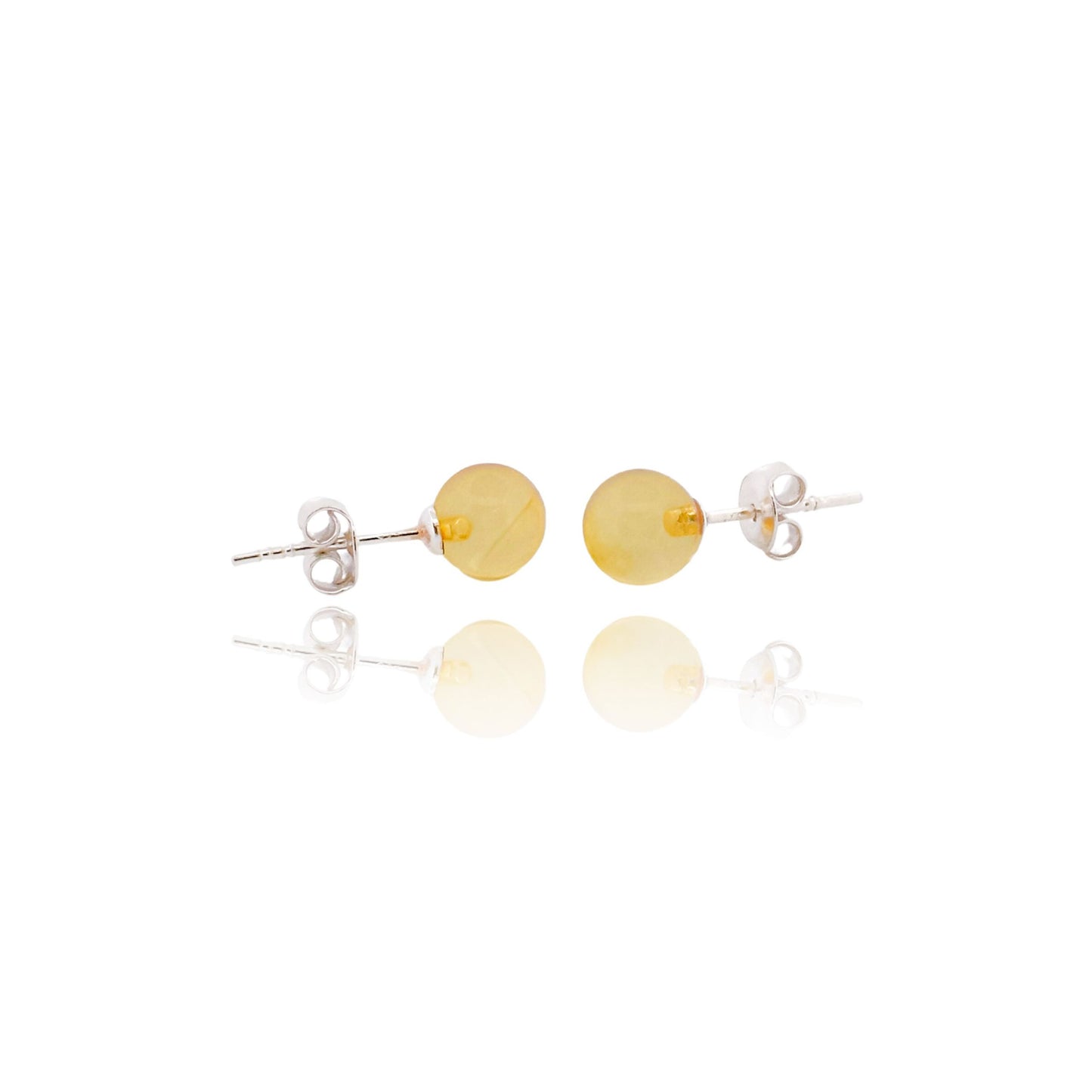 Sterling silver earrings with natural amber "Bubble"