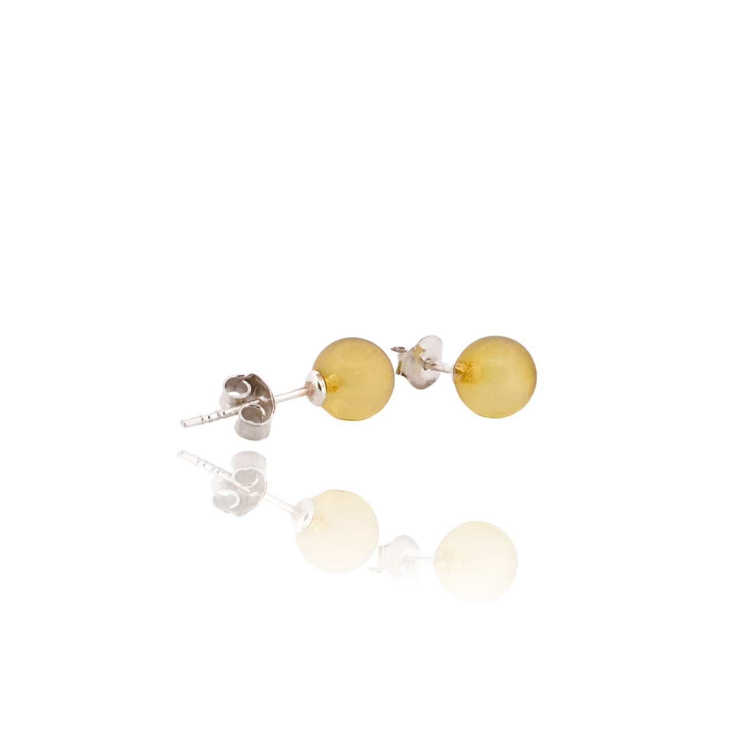 Sterling silver earrings with natural amber "Bubble"